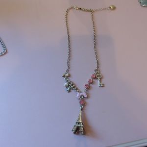 Betsy Johnson Eiffel tower pink necklace
